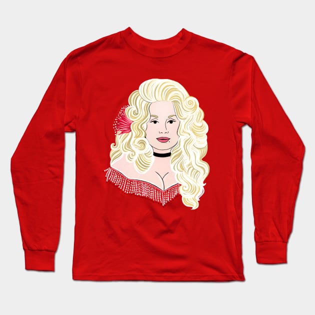 Miss Parton Long Sleeve T-Shirt by Illustrating Diva 